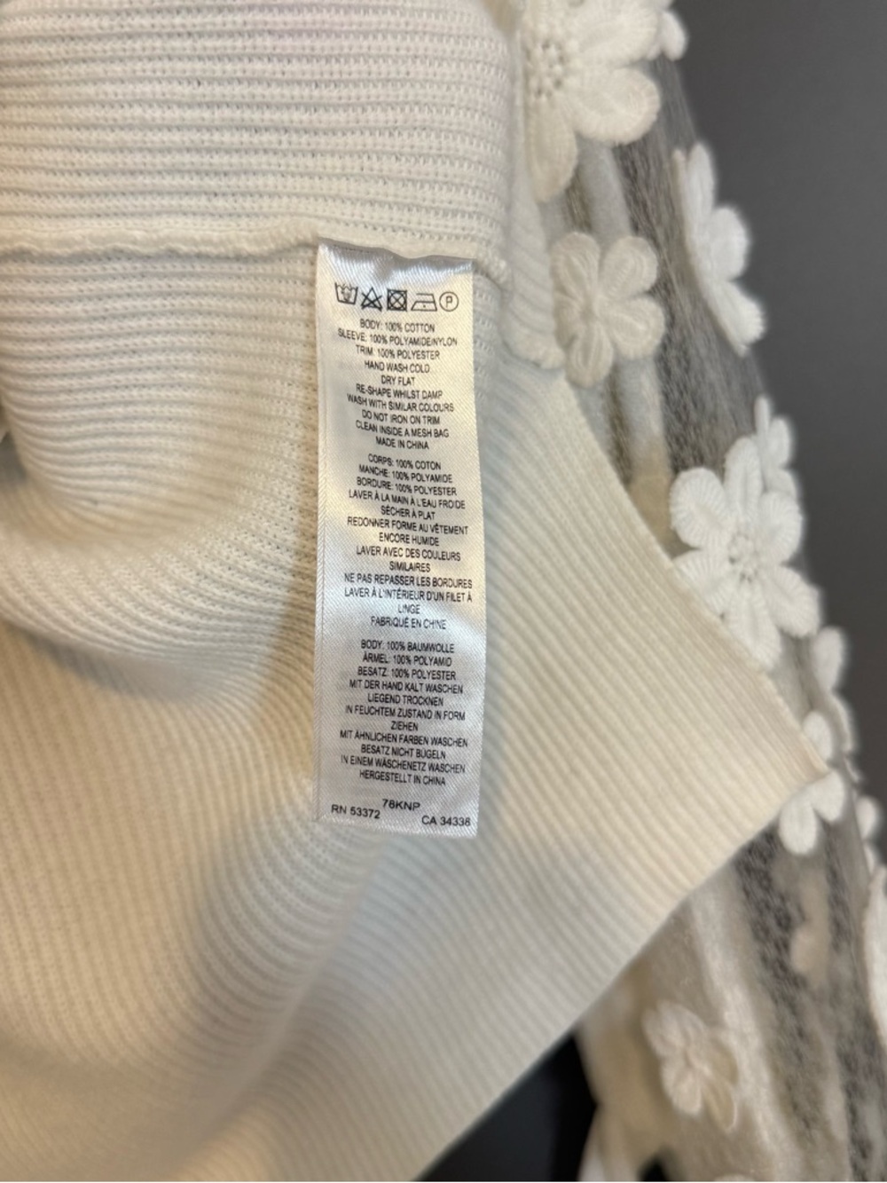 French Connection Caballo Lace Sleeve Sweater Ivory Small Boho Romantic - Picture 6 of 9